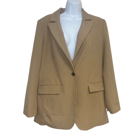 Banana Republic One Button Tailored Jacket Women's Tan size 14 - Picture 1 of 9